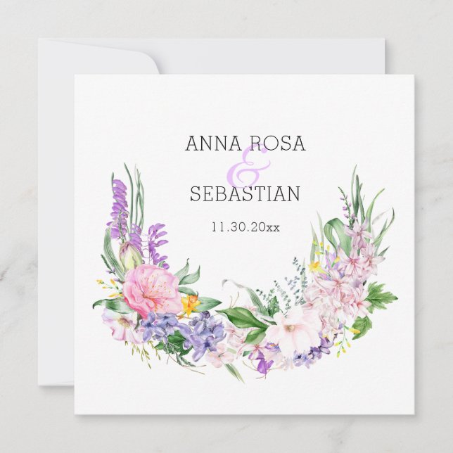 Invitation *~* Fleurs AR12 QR RSVP Mariage PHOTO (Devant)