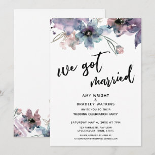 Invitation Fleurs Artistiques Peintes Réception de Mariage No
