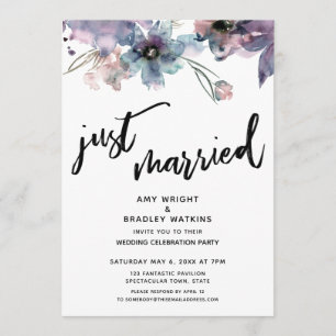Invitation Fleurs Artistiques Peintes Réception Mariée Unique