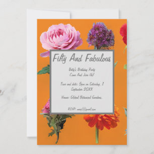 Invitation Fleurs Assorties Cinquante Et Fabuleux Anniversair