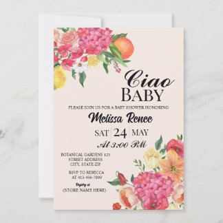 Invitation Fleurs Baby shower Ciao Bébé