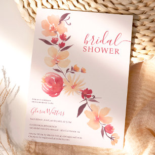 Invitation Fleurs beiges en terre cuite moderne tombent douch