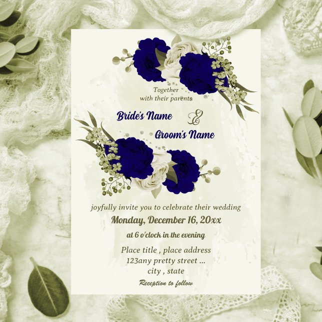 Invitation Fleurs beiges royales mariage botanique (Créateur téléchargé)