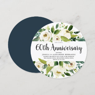 Invitation Fleurs blanches 60e 65e 70e anniversaire de Mariag