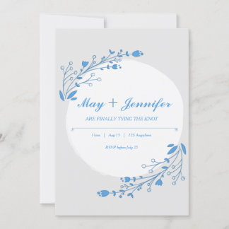 Invitation Fleurs blanches bleues