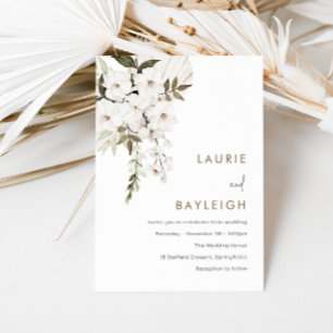 Invitation Fleurs blanches, Boho & Sage Mariage moderne