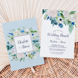 Invitation Fleurs blanches classiques Brunch Mariage