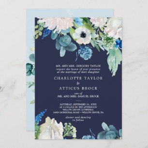 Invitation Fleurs blanches classiques   Mariage traditionnel