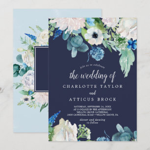 Invitation Fleurs blanches classiques   Marine Le Mariage de