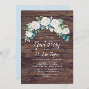 Invitation Fleurs blanches classiques   Rustic Graduation Par