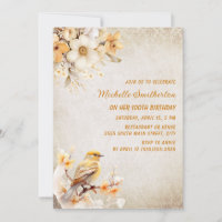 Fleurs blanches d'oiseaux jaunes rustiques 100e an