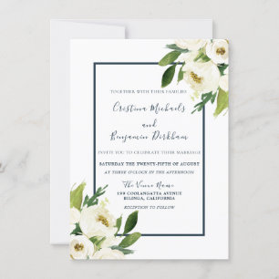 Invitation Fleurs blanches Elégant Moderne Toutes les saisons