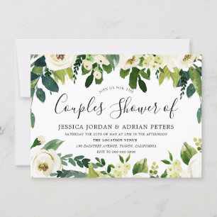 Invitation Fleurs Blanches Élégantes Belle Fête de Couple