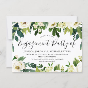 Invitation Fleurs blanches élégantes Belle fête d'engagement