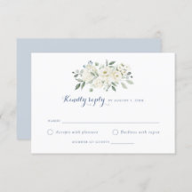 Fleurs blanches élégantes Mariage bleu foncé RSVP