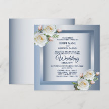 Fleurs Blanches Élégantes Mariage Bleu Gris