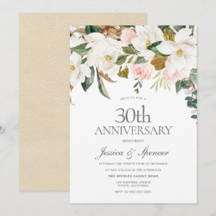 Invitation Fleurs blanches et blanches 30e anniversaire de Ma