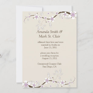 Invitation Fleurs blanches et lavande sur fond écru de mariag