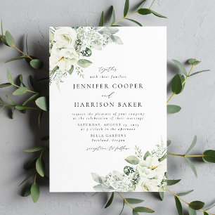 Invitation Fleurs blanches et Mariage verdoyant