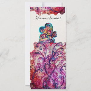 Invitation FLEURS BLANCHES ET PETITES ELF violet, rouge, bleu