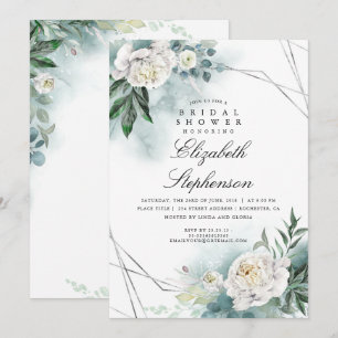 Invitation Fleurs blanches et verdure Fête de l'mariée élégan