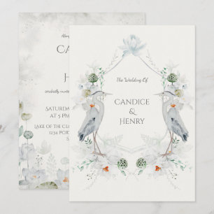 Invitation Fleurs blanches éthérées Mariage naturel de Héron 