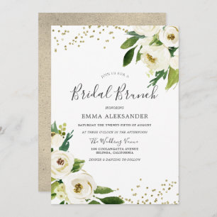 Invitation Fleurs blanches Fête des mariées moderne Brunch In