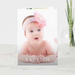Invitation Fleurs blanches Fille Photo Baptême Christening