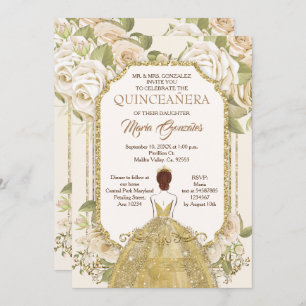 Invitation Fleurs blanches Quinceanera or Mexicaine Anniversa