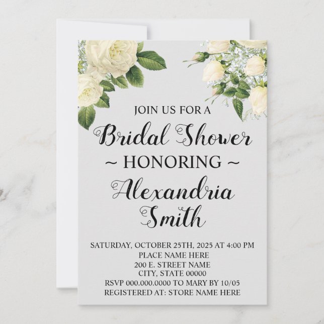 Invitation Fleurs blanches | Réception de mariage  (Devant)