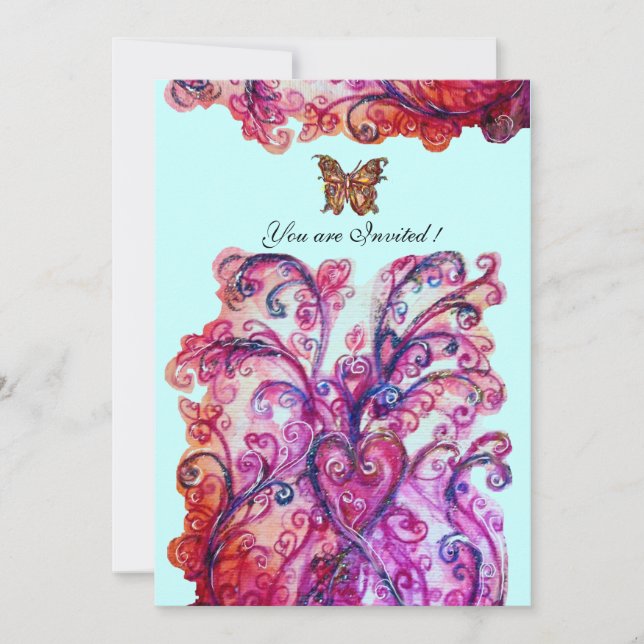 Invitation FLEURS BLANCHES rouge vif rose violet bleu (Devant)