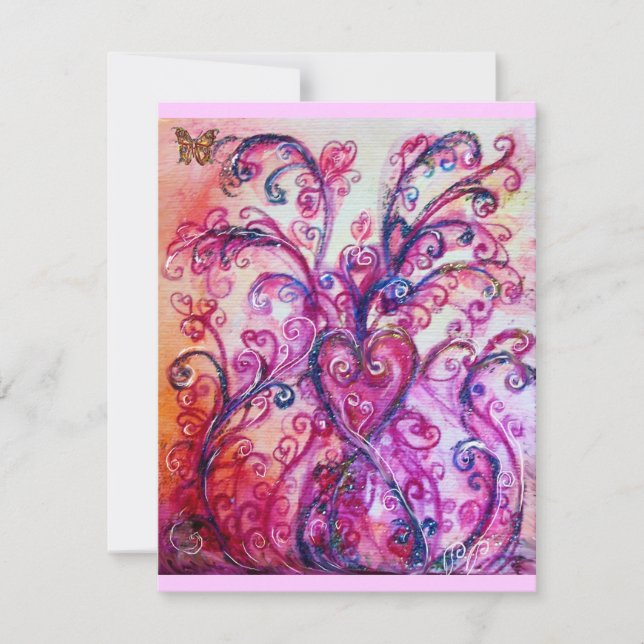 Invitation FLEURS BLANCHES rouge vif, violet rose (Devant)