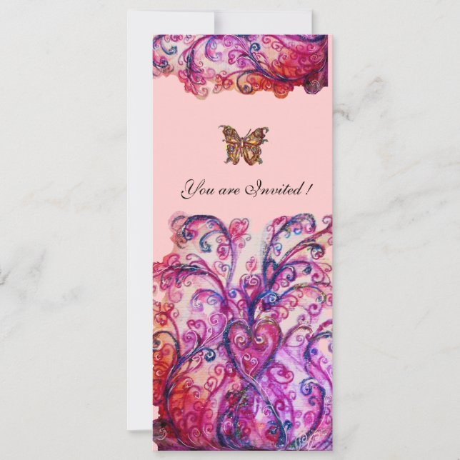 Invitation FLEURS BLANCHES rouge vif violet rose vif (Devant)