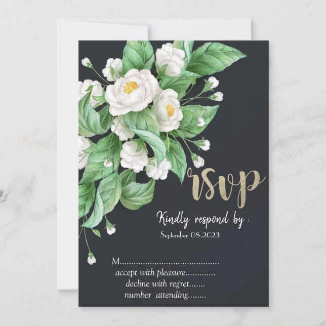 Invitation Fleurs blanches RSVP (Devant)