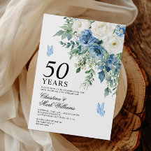 Fleurs Bleu Poussiéreux 50e Anniversaire de Mariag
