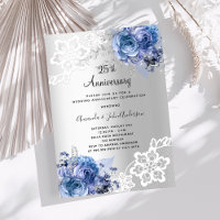 Fleurs bleues argentées 25e anniversaire de mariag