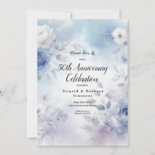 Invitation Fleurs bleues douces et purée de lavande