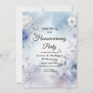 Invitation Fleurs bleues douces et purée de lavande