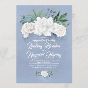 Invitation Fleurs bleues et blanches Dusty