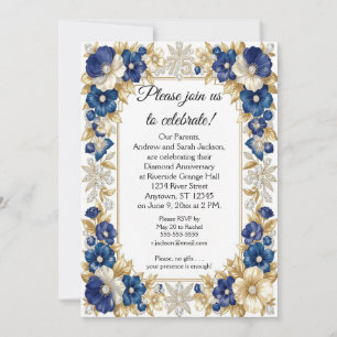 Invitation Fleurs Bleues et Diamants 75e Anniversaire