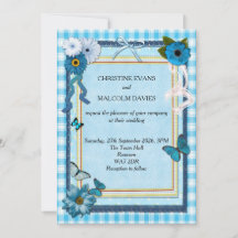 Fleurs bleues et papillons