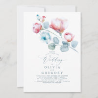 Fleurs bleues et roses Dusty Mariage élégant