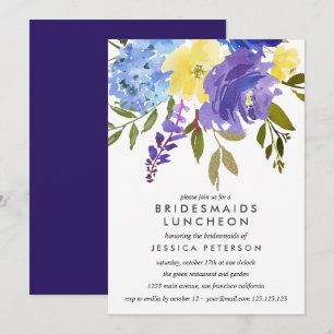 Invitation Fleurs Bleues Jaunes Bridesservantes Mariage de dé