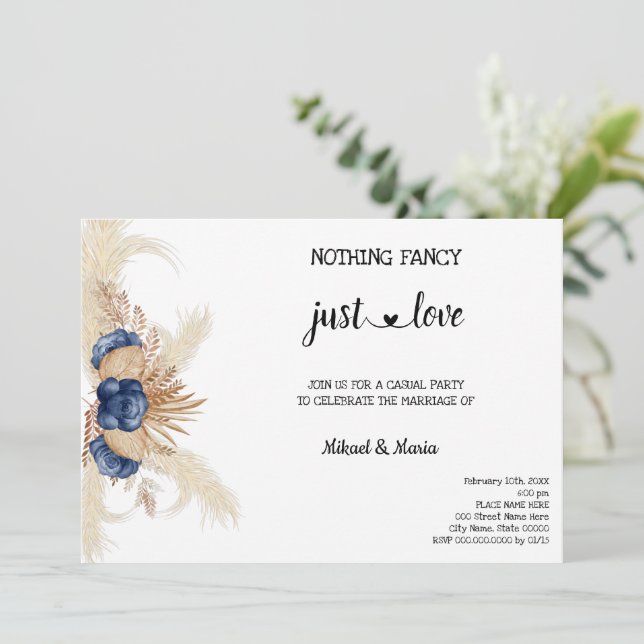 Invitation Fleurs Bleues Rien de fantaisie juste Amour Elopem (Debout devant)