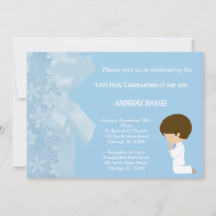 Invitation Fleurs bleues Sainte Communion