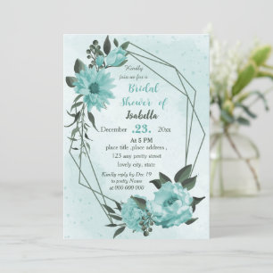 Invitation fleurs bleues verdure botanique douche nuptiale