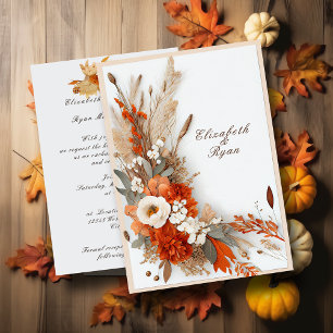 Invitation Fleurs Boho Couleurs d'Automne, Mariage d'Automne