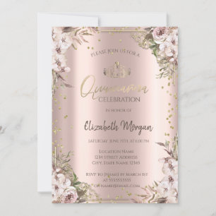 Invitation Fleurs Boho Diamants Quinceanera