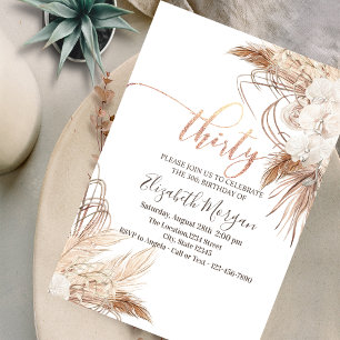 Invitation Fleurs Boho Herbe de Pampas 30e Anniversaire