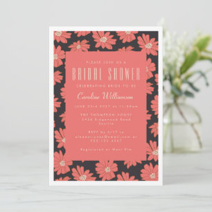 Invitation Fleurs botaniques Boho Fête des mariées rouge noir